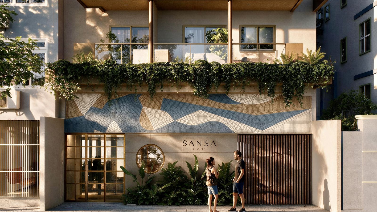 Entrada do Sansa Living, na Rua São Salvador